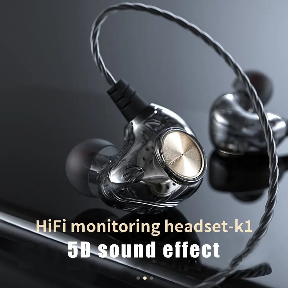 K1 In Ear Earphones Hybrid Technology Hifi Bass Earbuds Monitor Metal Headphones Sport Noise Cancelling Headset Wired Earphone