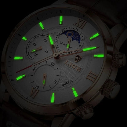 LIGE Men Watches 2023 New Fashion Leather Waterproof Luminous Top Brand Luxury Mens Quartz Wristwatch Men Relogio Masculino+box - AFFORDABLE QUALITY SHOP