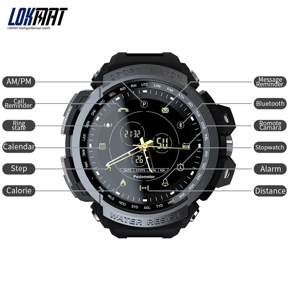 LOKMAT Sport Smart Watch Professional 5ATM Waterproof Bluetooth Call Reminder Digital Men Clock SmartWatch For ios and Android - AFFORDABLE QUALITY SHOP