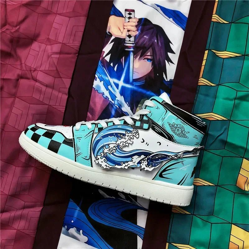 Men Anime Shoes Demon Slayer Anime Shoes Men Anime Sneakers Cartoon Tanjirou Cosplay Women Casual High Top Shoe Running Sneakers - AFFORDABLE QUALITY SHOP