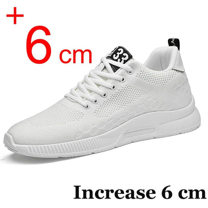 Men Sneakers Elevator Shoes Hidden Heels Breathable Heightening Shoes For Men Increase Insole 6CM Sports Casual Height Shoes - AFFORDABLE QUALITY SHOP