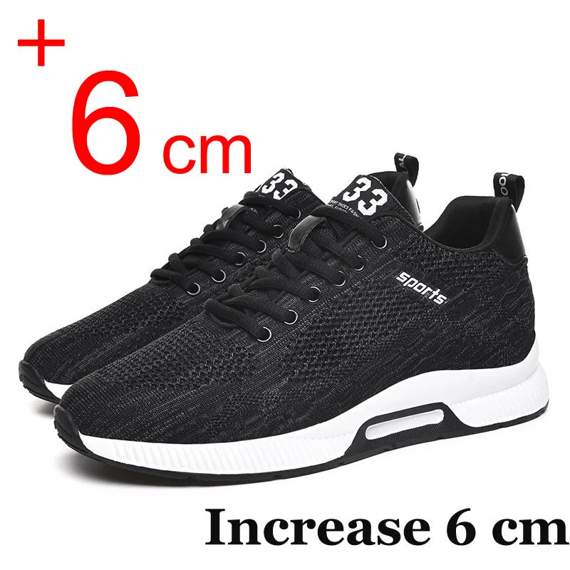 Men Sneakers Elevator Shoes Hidden Heels Breathable Heightening Shoes For Men Increase Insole 6CM Sports Casual Height Shoes - AFFORDABLE QUALITY SHOP