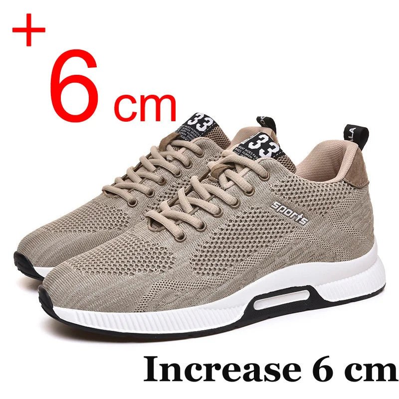 Men Sneakers Elevator Shoes Hidden Heels Breathable Heightening Shoes For Men Increase Insole 6CM Sports Casual Height Shoes - AFFORDABLE QUALITY SHOP