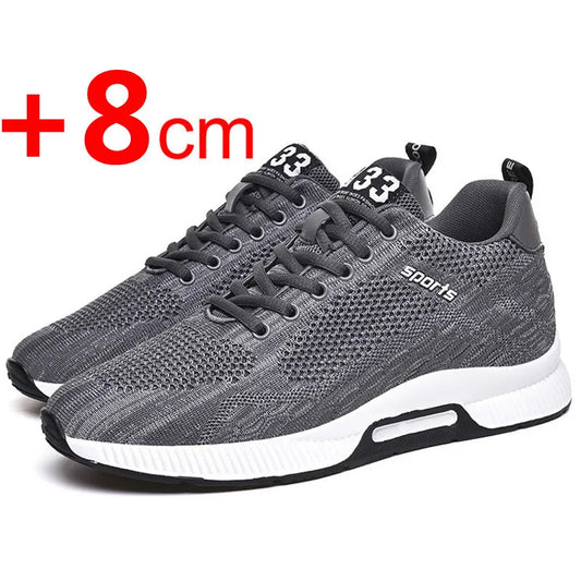 Men Sneakers Elevator Shoes Hidden Heels Breathable Heightening Shoes For Men Increase Insole 6CM Sports Casual Height Shoes - AFFORDABLE QUALITY SHOP