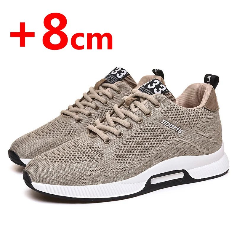 Men Sneakers Elevator Shoes Hidden Heels Breathable Heightening Shoes For Men Increase Insole 6CM Sports Casual Height Shoes - AFFORDABLE QUALITY SHOP