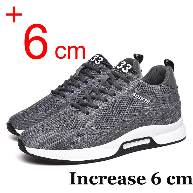 Men Sneakers Elevator Shoes Hidden Heels Breathable Heightening Shoes For Men Increase Insole 6CM Sports Casual Height Shoes - AFFORDABLE QUALITY SHOP