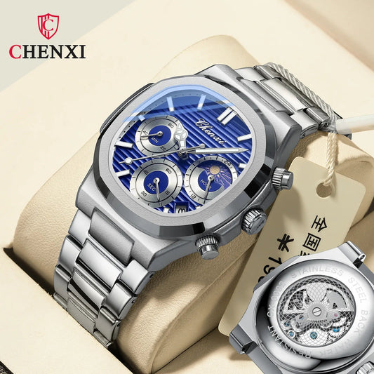 Men's Luxury Big Brand Watch For Men Imitation Mechanical Hand Clock Automatic Moonphase High Quality Steel Waterproof - AFFORDABLE QUALITY SHOP