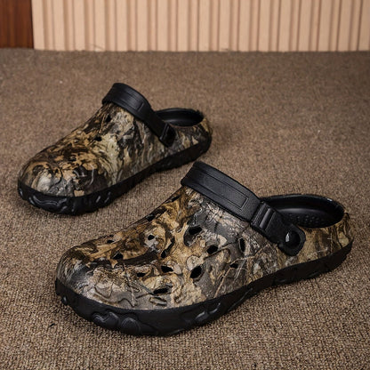 Men's Trendy Camouflage Clogs, Hollow Out Breathable Fashion Beach Water Shoes, Indoor Outdoor Non Slip Slippers For Outdoor Events - AFFORDABLE QUALITY SHOP