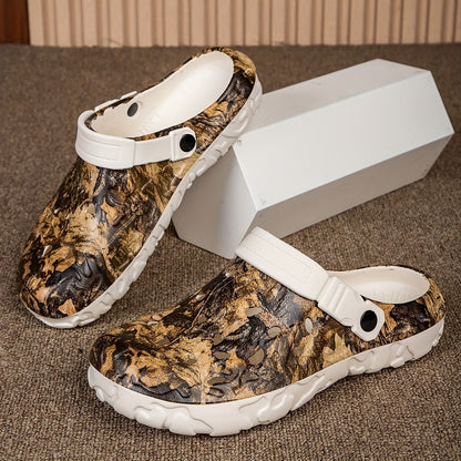 Men's Trendy Camouflage Clogs, Hollow Out Breathable Fashion Beach Water Shoes, Indoor Outdoor Non Slip Slippers For Outdoor Events - AFFORDABLE QUALITY SHOP