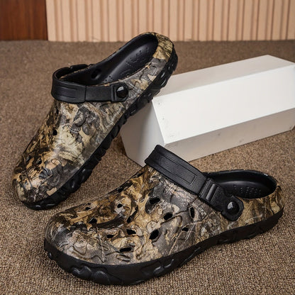 Men's Trendy Camouflage Clogs, Hollow Out Breathable Fashion Beach Water Shoes, Indoor Outdoor Non Slip Slippers For Outdoor Events - AFFORDABLE QUALITY SHOP