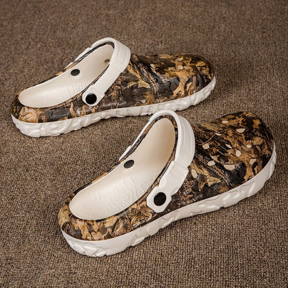 Men's Trendy Camouflage Clogs, Hollow Out Breathable Fashion Beach Water Shoes, Indoor Outdoor Non Slip Slippers For Outdoor Events - AFFORDABLE QUALITY SHOP