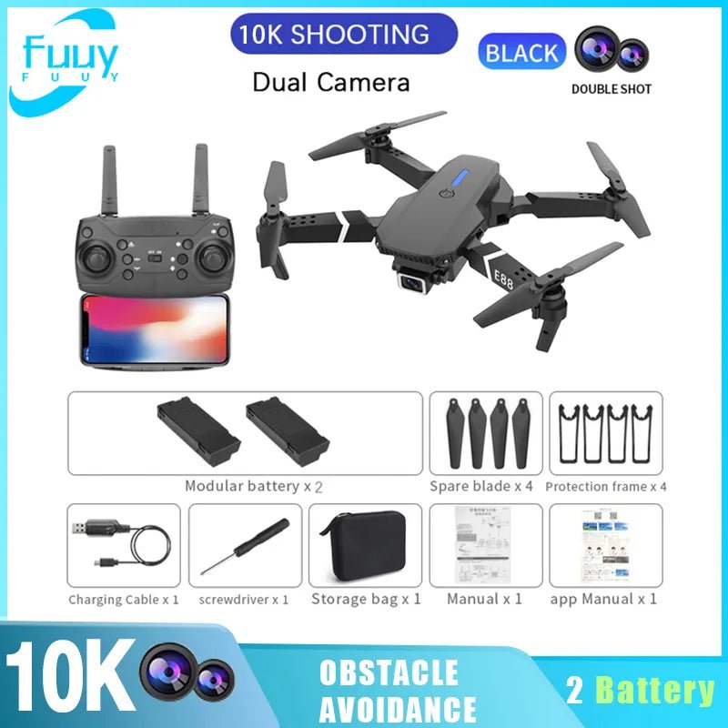 New E88 PRO Drone Professional 10K Wide Angle HD Camera Height Fixed Remote Control Foldable Quadrotor Helicopter Children's Toy - AFFORDABLE QUALITY SHOP