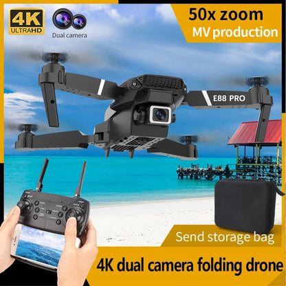 New E88 PRO Drone Professional 10K Wide Angle HD Camera Height Fixed Remote Control Foldable Quadrotor Helicopter Children's Toy - AFFORDABLE QUALITY SHOP