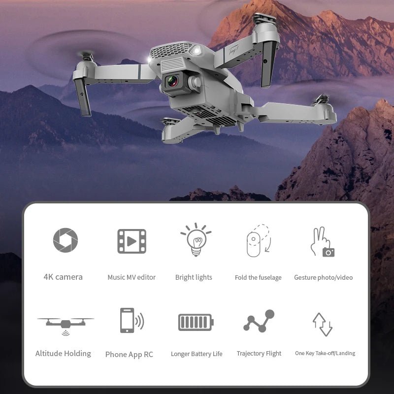 New E88 PRO Drone Professional 10K Wide Angle HD Camera Height Fixed Remote Control Foldable Quadrotor Helicopter Children's Toy - AFFORDABLE QUALITY SHOP