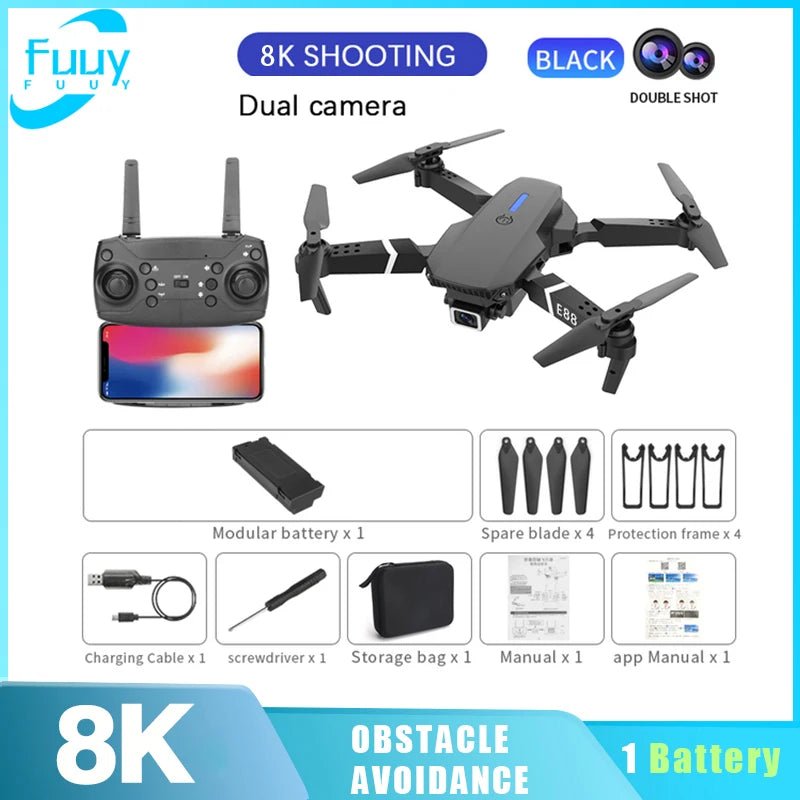 New E88 PRO Drone Professional 10K Wide Angle HD Camera Height Fixed Remote Control Foldable Quadrotor Helicopter Children's Toy - AFFORDABLE QUALITY SHOP