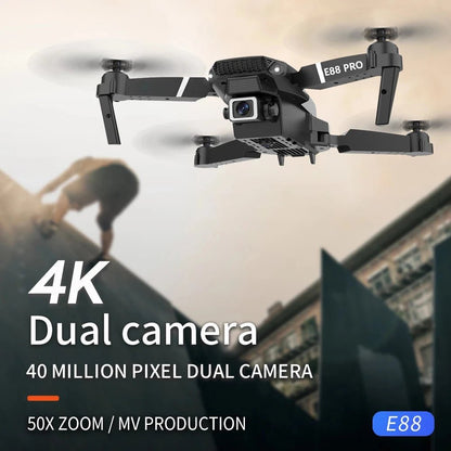 New E88 PRO Drone Professional 10K Wide Angle HD Camera Height Fixed Remote Control Foldable Quadrotor Helicopter Children's Toy - AFFORDABLE QUALITY SHOP