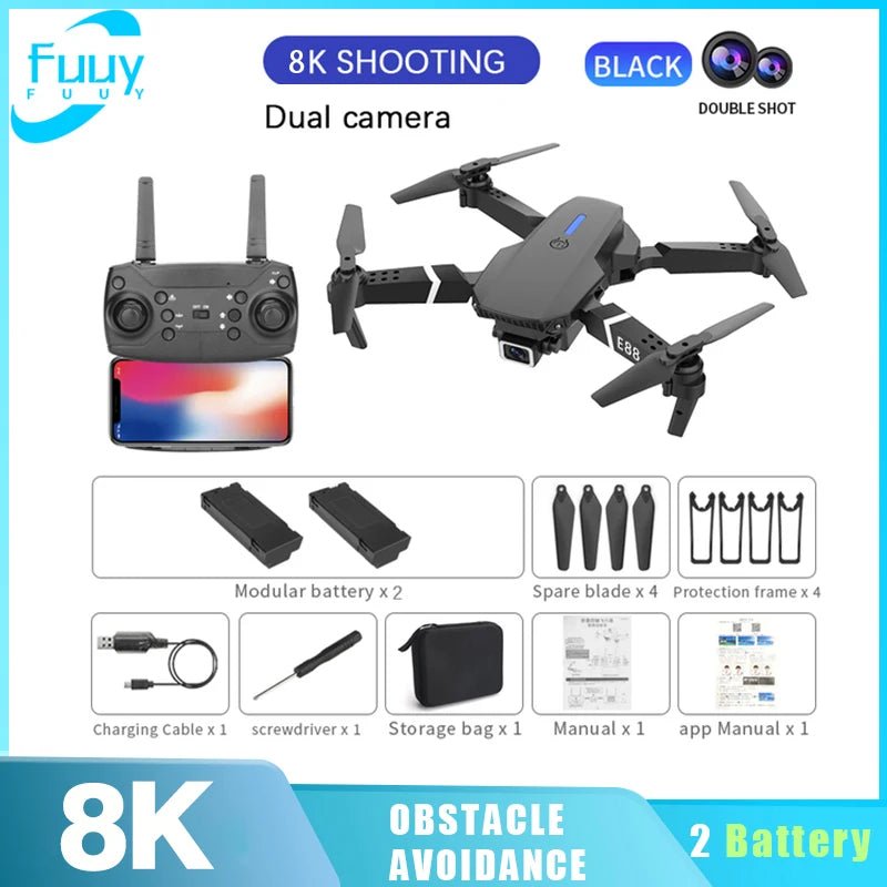 New E88 PRO Drone Professional 10K Wide Angle HD Camera Height Fixed Remote Control Foldable Quadrotor Helicopter Children's Toy - AFFORDABLE QUALITY SHOP