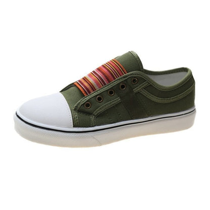 New round toe elastic canvas shoes for women's flat bottomed casual shoes - AFFORDABLE QUALITY SHOP