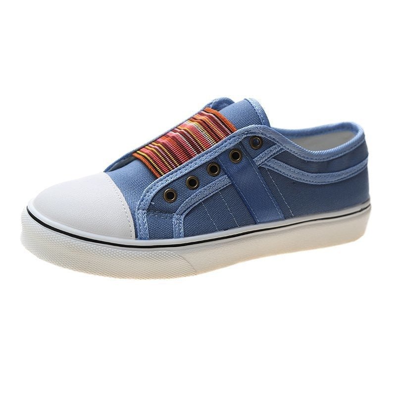 New round toe elastic canvas shoes for women's flat bottomed casual shoes - AFFORDABLE QUALITY SHOP