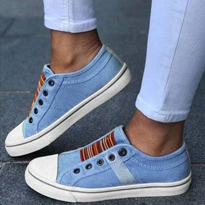 New round toe elastic canvas shoes for women's flat bottomed casual shoes - AFFORDABLE QUALITY SHOP