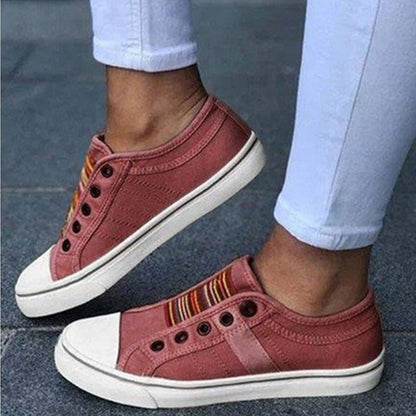 New round toe elastic canvas shoes for women's flat bottomed casual shoes - AFFORDABLE QUALITY SHOP