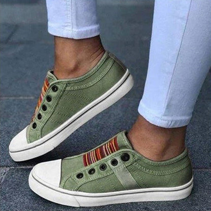 New round toe elastic canvas shoes for women's flat bottomed casual shoes - AFFORDABLE QUALITY SHOP