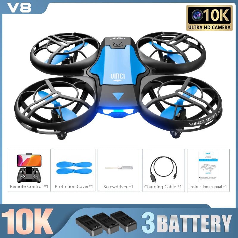 New V8 Mini Drone 10K HD Camera WiFi Fpv Air Pressure Height Maintain Foldable Quadcopter RC Dron Toy Gift 6KM - AFFORDABLE QUALITY SHOP