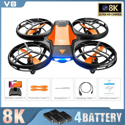 New V8 Mini Drone 10K HD Camera WiFi Fpv Air Pressure Height Maintain Foldable Quadcopter RC Dron Toy Gift 6KM - AFFORDABLE QUALITY SHOP