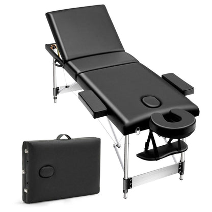 ONIREST 3 Fold Adjustable Portable Massage Bed （Black） - AFFORDABLE QUALITY SHOP