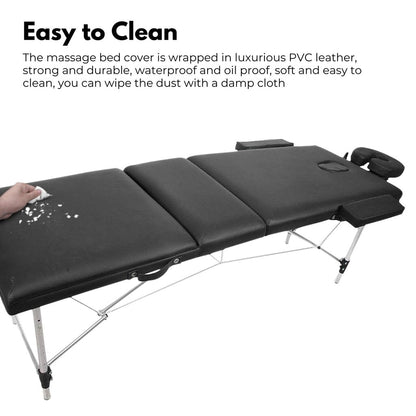 ONIREST 3 Fold Adjustable Portable Massage Bed （Black） - AFFORDABLE QUALITY SHOP