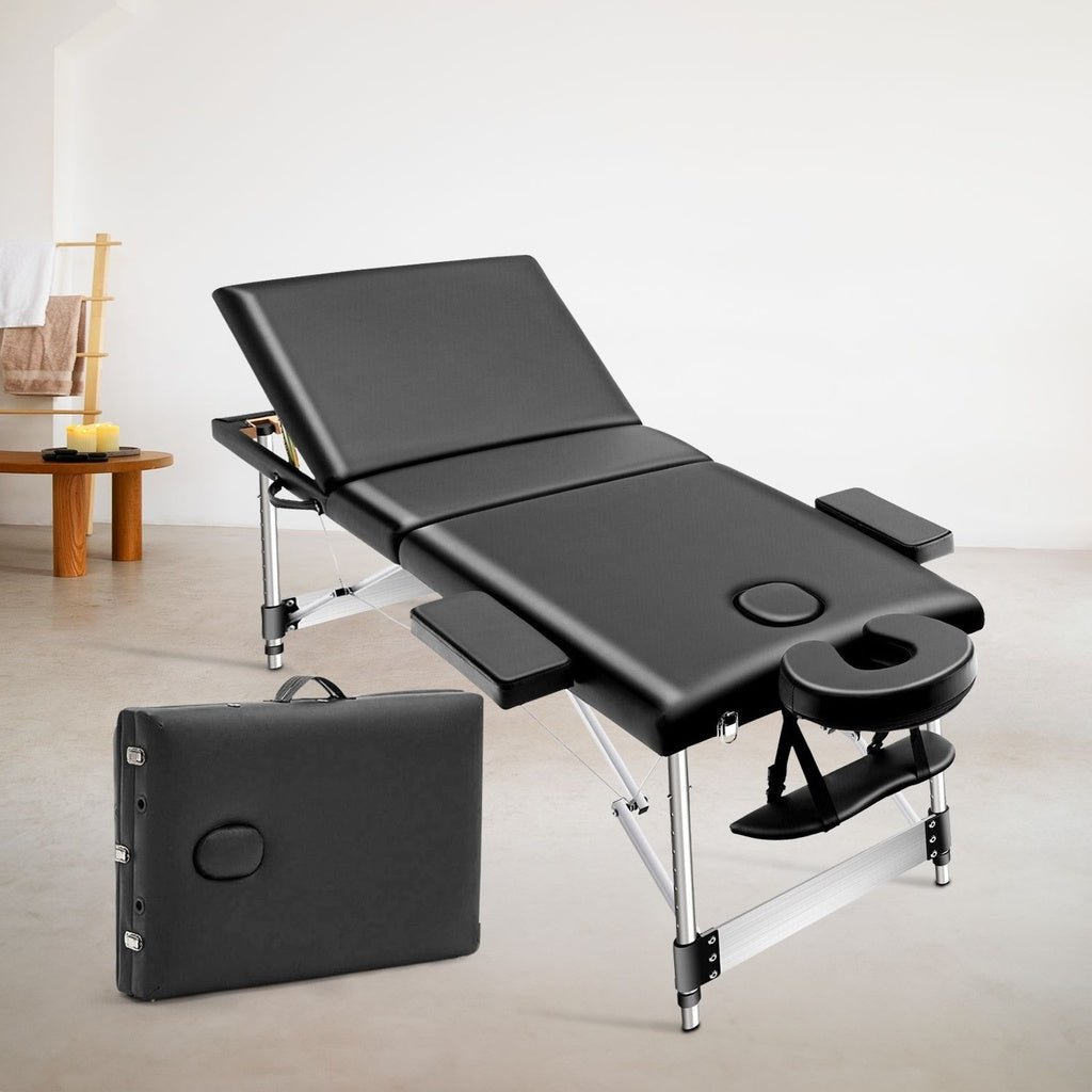 ONIREST 3 Fold Adjustable Portable Massage Bed （Black） - AFFORDABLE QUALITY SHOP