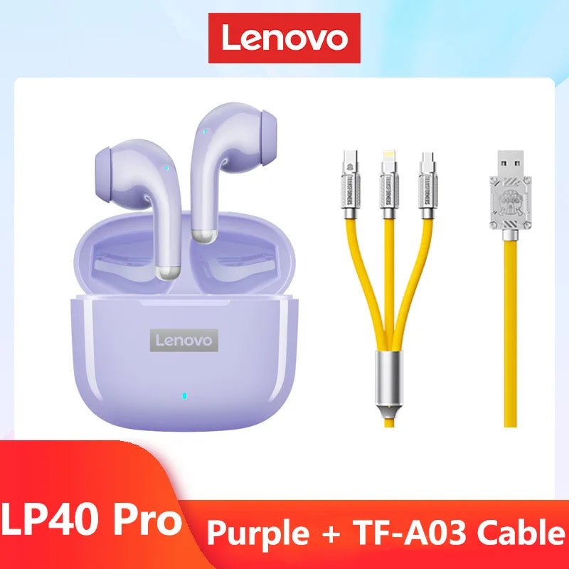 Original Lenovo LP40 Pro TWS Earphones Wireless Bluetooth 5.1 Sport Noise Reduction Headphones Touch Control 250mAH 2022 New - AFFORDABLE QUALITY SHOP