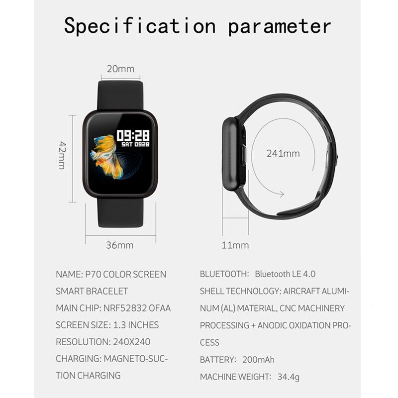 P70 smart wristband +earphone+belt /set smart band women with heart rate blood pressure waterproof watch for ios android - AFFORDABLE QUALITY SHOP