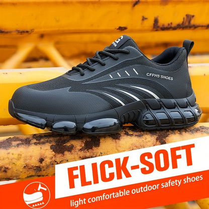 PLUS SIZE Men's Protective Steel Toe Shoes, Lace Up Comfy Sneakers, Perfect For Constructional Safety Workout Activities - AFFORDABLE QUALITY SHOP