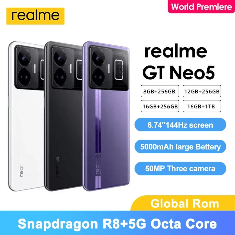 Realme GT NEO 5 Cellphone 6.74'' 4600/5000mAh (typ) 150W 240W Super Charge 6MP Front Camera 5G Mobile Phone NFC 8+ 5G Octo Core - AFFORDABLE QUALITY SHOP