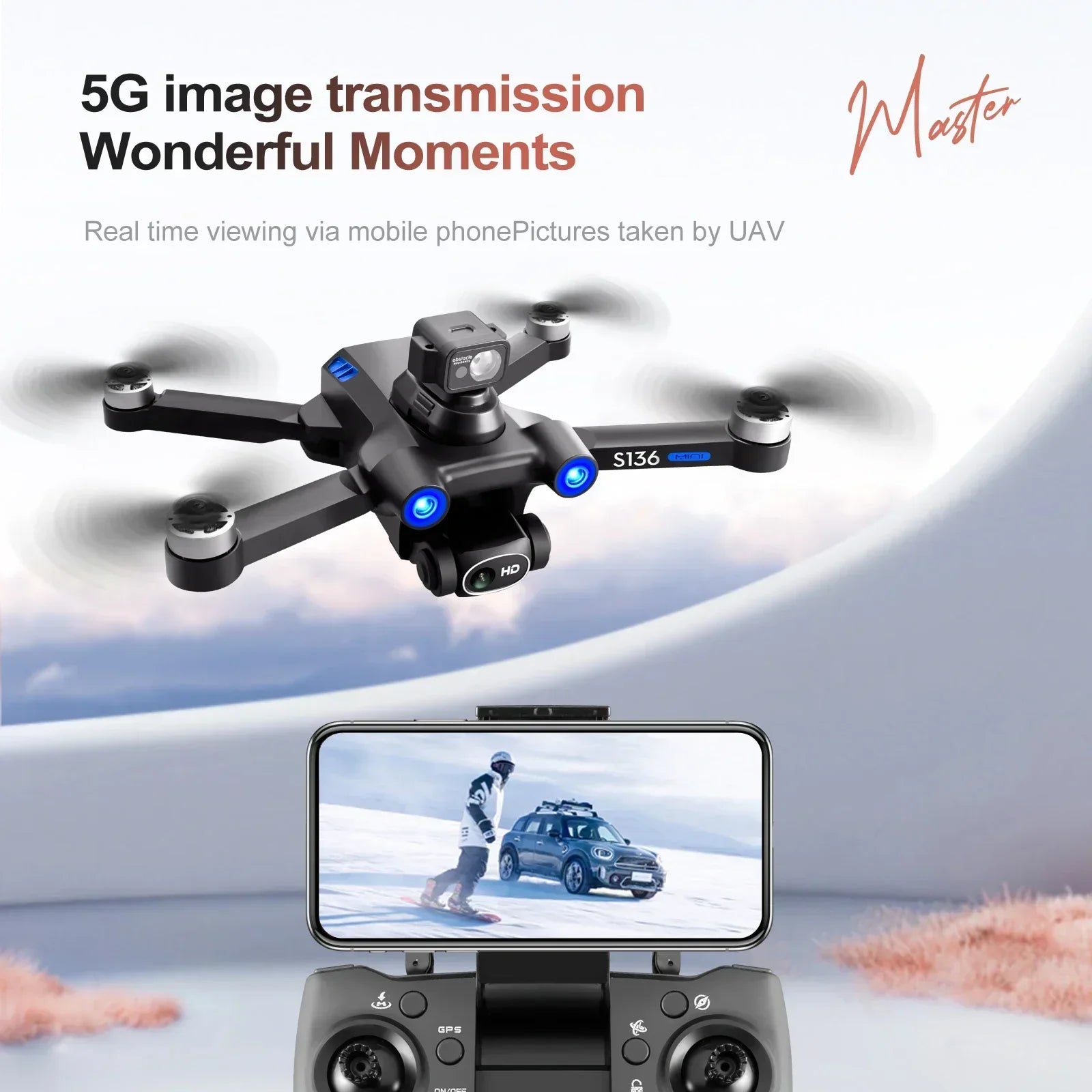 S136 GPS Rc Drone 4K HD Dual Camera Professional 5G Aerial Photography Obstacle Avoidance Brushless Automatic Return Helicopter - AFFORDABLE QUALITY SHOP