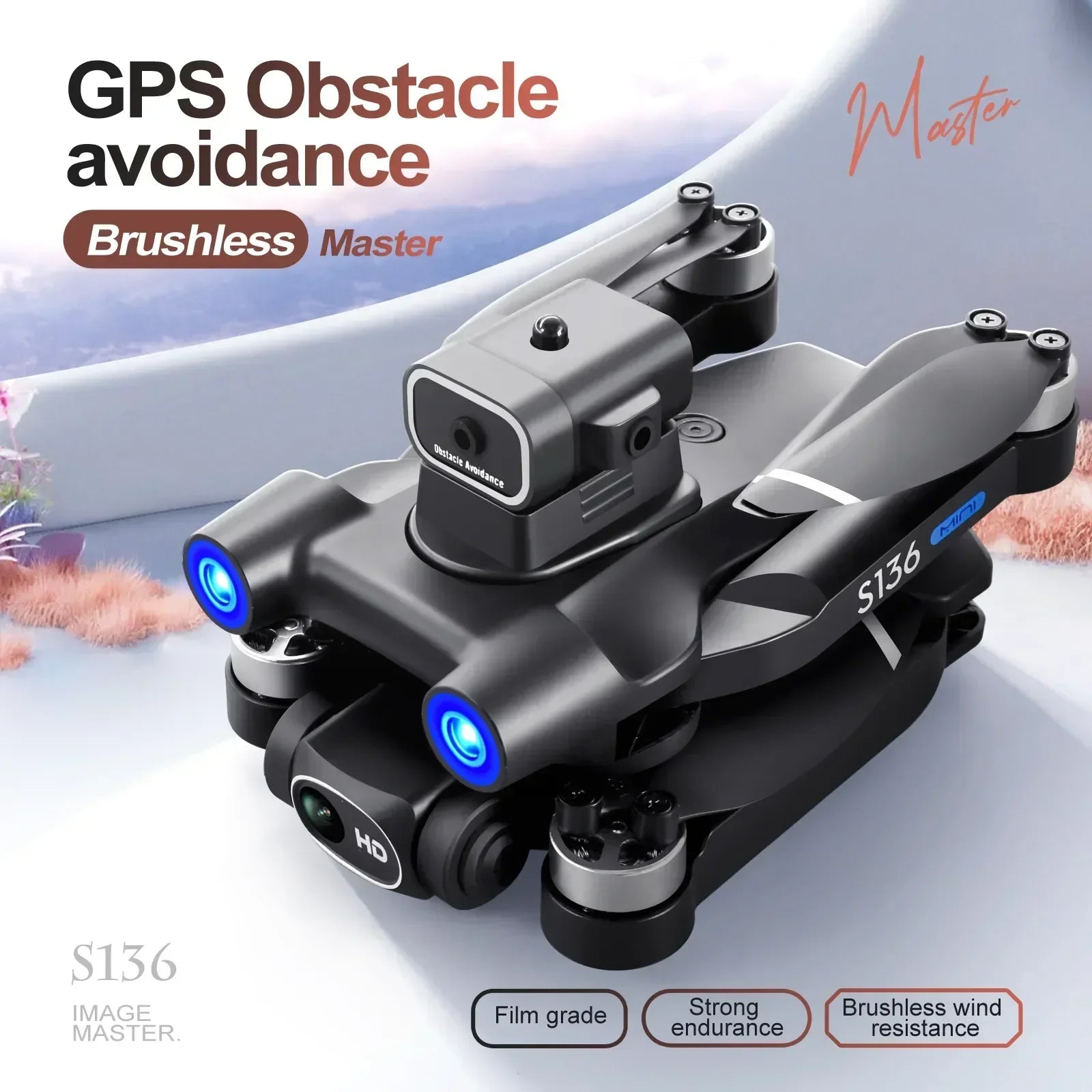 S136 GPS Rc Drone 4K HD Dual Camera Professional 5G Aerial Photography Obstacle Avoidance Brushless Automatic Return Helicopter - AFFORDABLE QUALITY SHOP