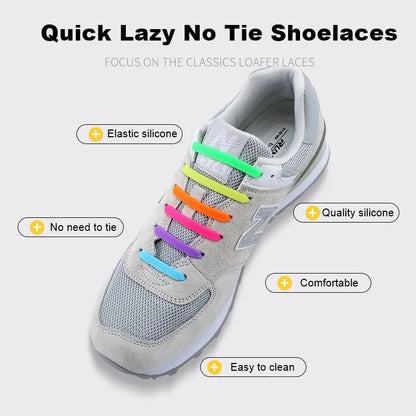 Silicone Elastic Shoelaces Fashion Unisex Athletic No Tie Shoe Lace All Sneakers Fit Quick Shoe Lace - AFFORDABLE QUALITY SHOP