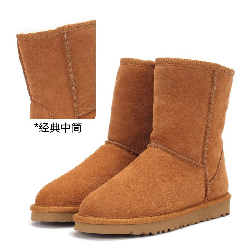 Snow boots, women's winter shoes, Sangpo cotton boots, snow cotton genuine leather, mid length women's shoes - AFFORDABLE QUALITY SHOP