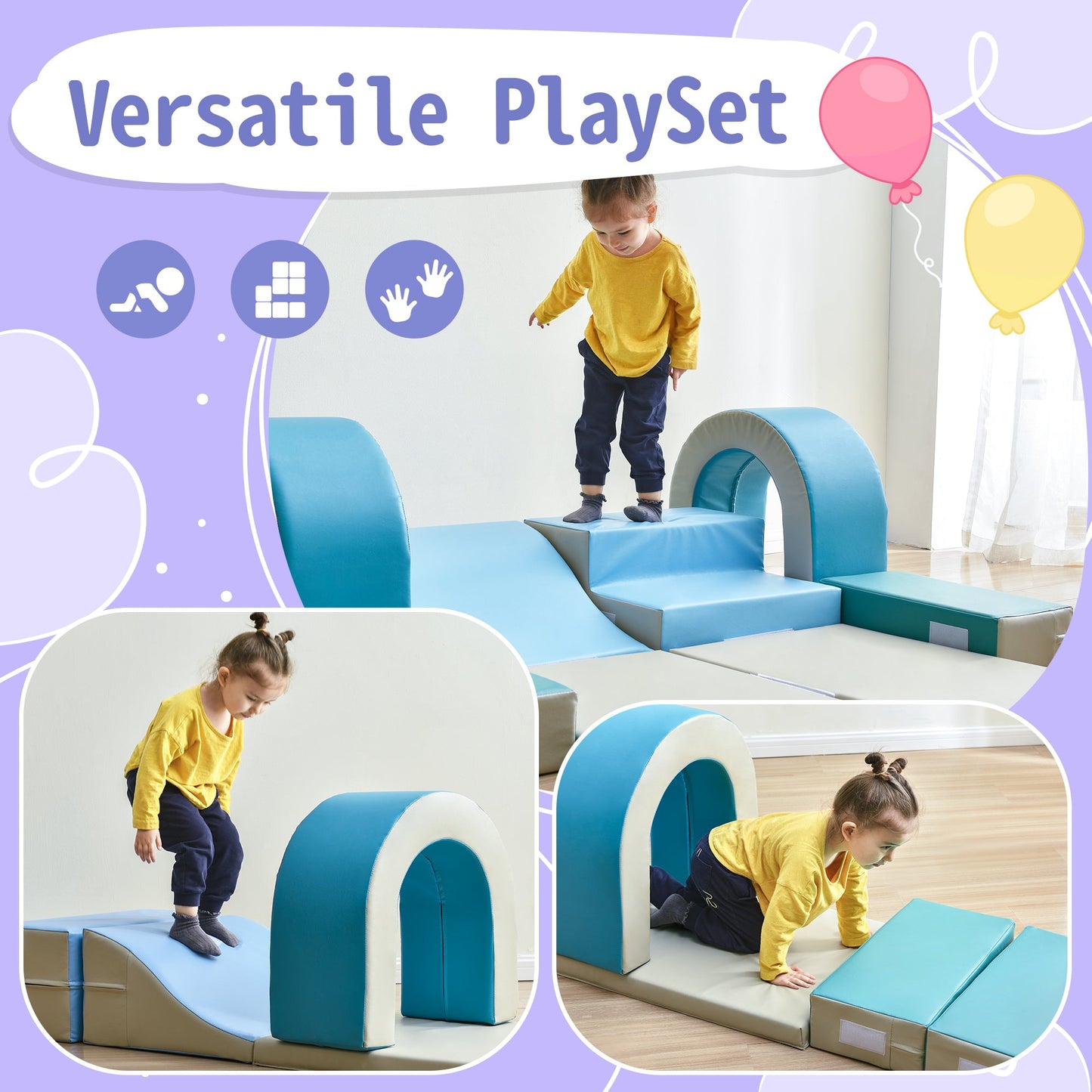 Soft Climb and Crawl Foam Playset 10 in 1 Safe Soft Foam Nugget Block for Infants Preschools - AFFORDABLE QUALITY SHOP