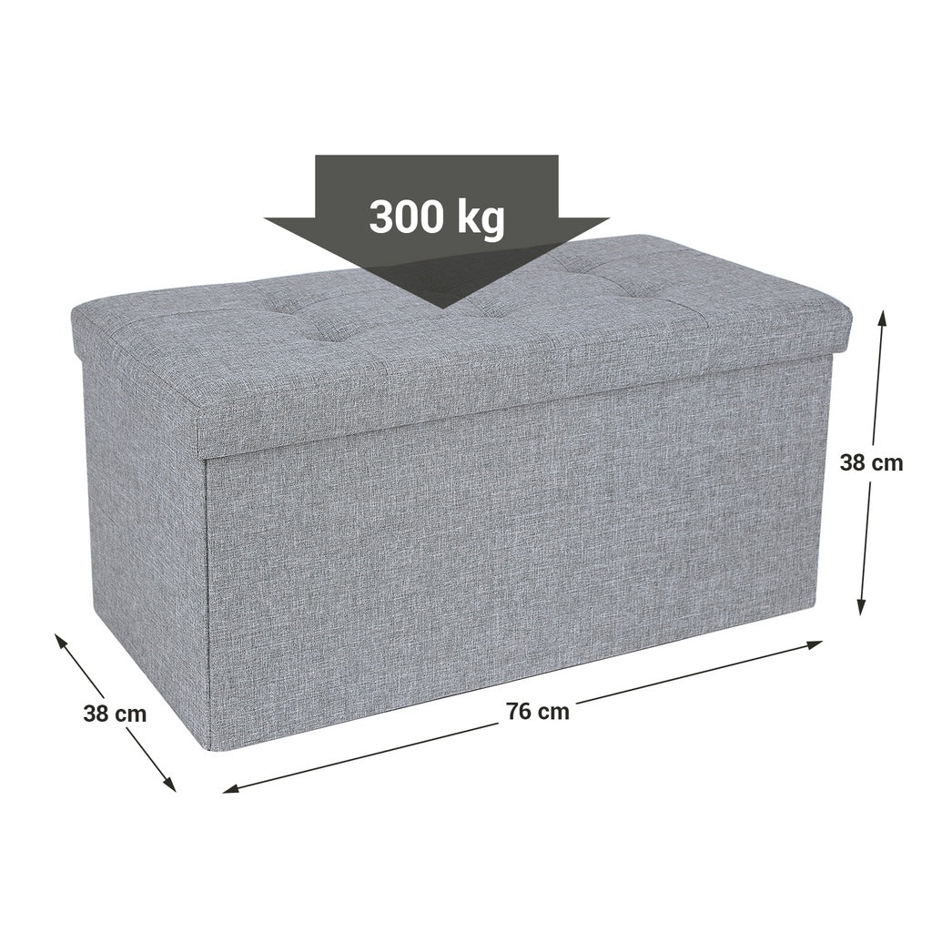 SONGMICS 76cm Folding Storage Ottoman Bench Foot Rest Stool Light Gray - AFFORDABLE QUALITY SHOP