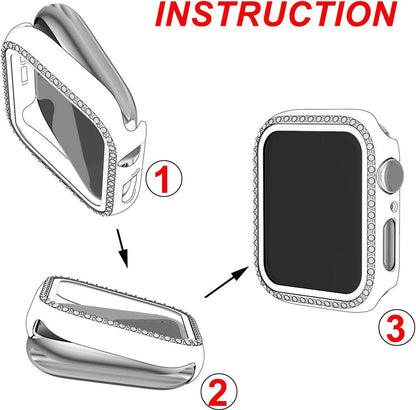 Suitable for iwatch8 Apple Watch Case Protection Case PC Single Row Diamond Hollow Case 41MM45MM - AFFORDABLE QUALITY SHOP