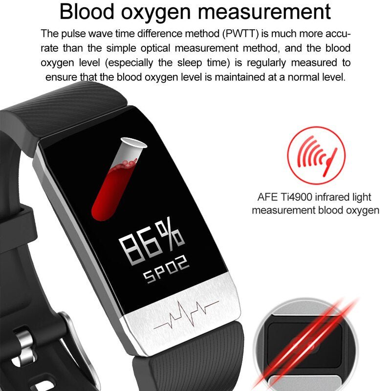 T1 Smart Watch Band With Temperature Immune Measure ECG Heart Rate Blood Pressure Monitor Weather Forecast Drinking Remind - AFFORDABLE QUALITY SHOP