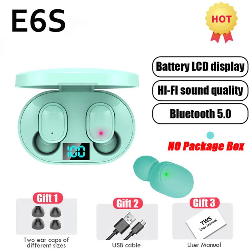 TWS E6S Bluetooth Earphones Wireless bluetooth headset Noise Cancelling Headsets With Microphone Headphones For Xiaomi Redmi - AFFORDABLE QUALITY SHOP