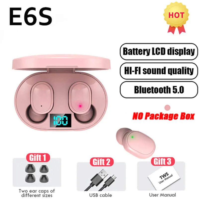 TWS E6S Bluetooth Earphones Wireless bluetooth headset Noise Cancelling Headsets With Microphone Headphones For Xiaomi Redmi - AFFORDABLE QUALITY SHOP