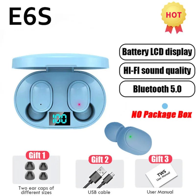 TWS E6S Bluetooth Earphones Wireless bluetooth headset Noise Cancelling Headsets With Microphone Headphones For Xiaomi Redmi - AFFORDABLE QUALITY SHOP