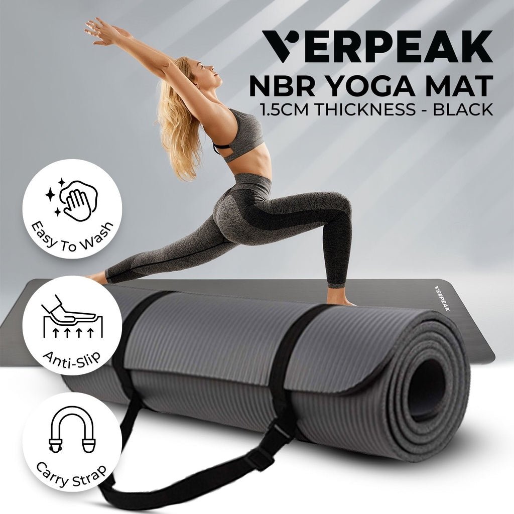 VERPEAK NBR Yoga Mat 1.5CM (Black) - AFFORDABLE QUALITY SHOP