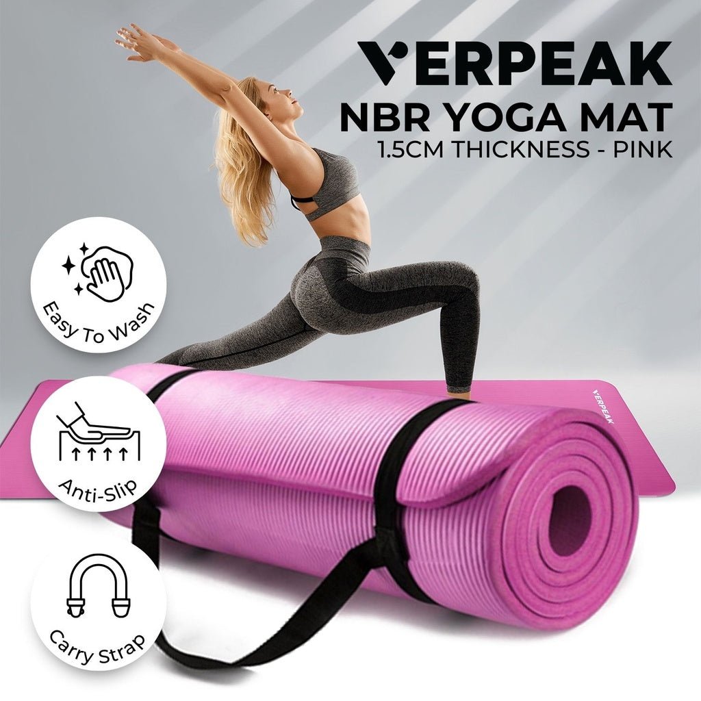 VERPEAK NBR Yoga Mat 1.5CM (Pink) - AFFORDABLE QUALITY SHOP