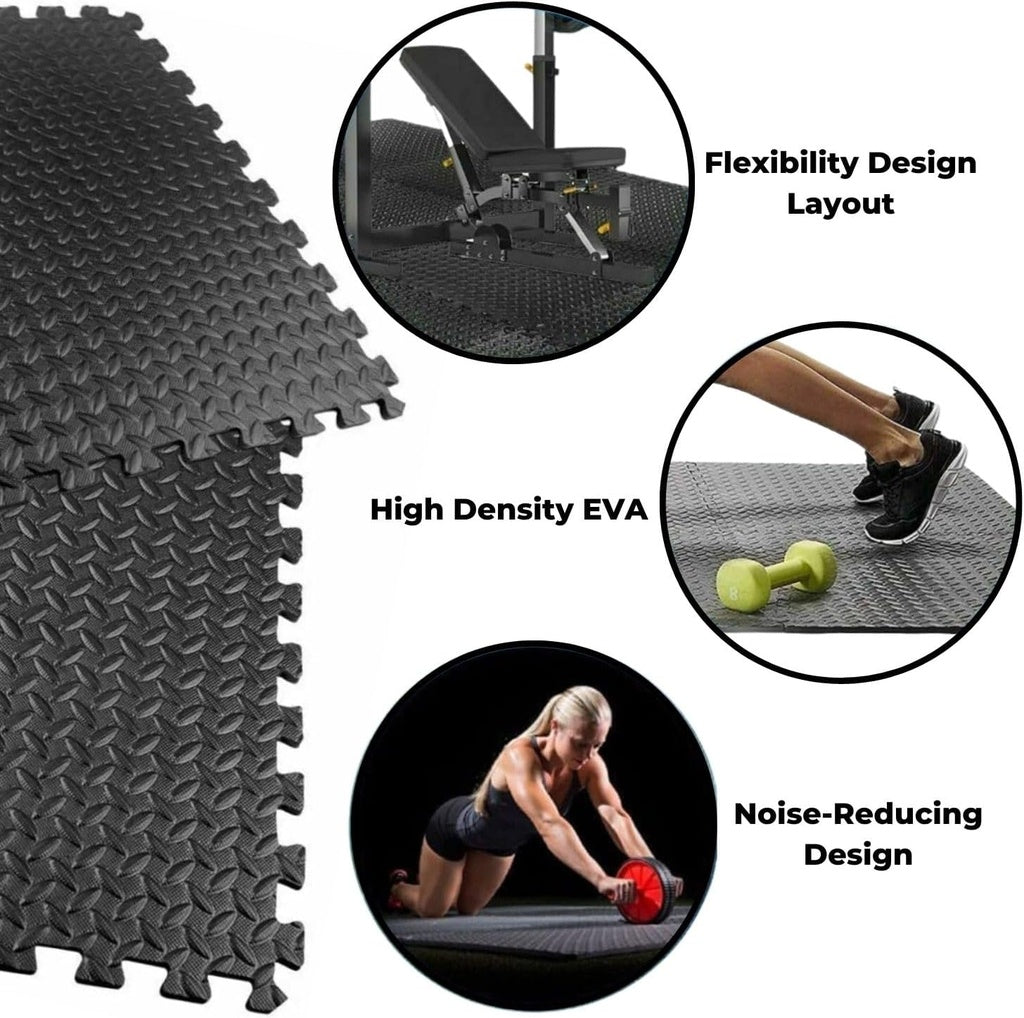 VERPEAK Puzzle Gym Mat EVA Interlocking Foam Tiles with Border (Black) VP-GMT-100-LMJ - AFFORDABLE QUALITY SHOP