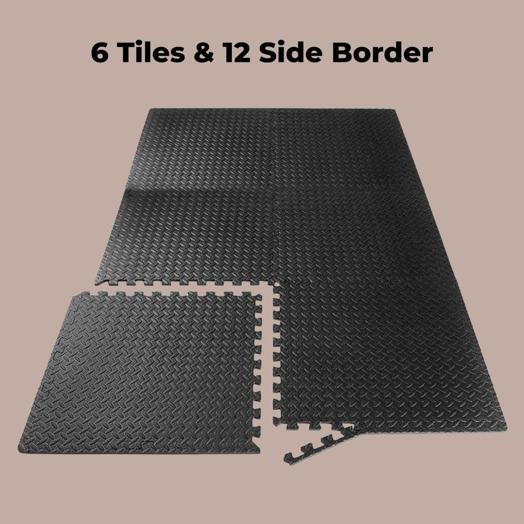 VERPEAK Puzzle Gym Mat EVA Interlocking Foam Tiles with Border (Black) VP-GMT-100-LMJ - AFFORDABLE QUALITY SHOP